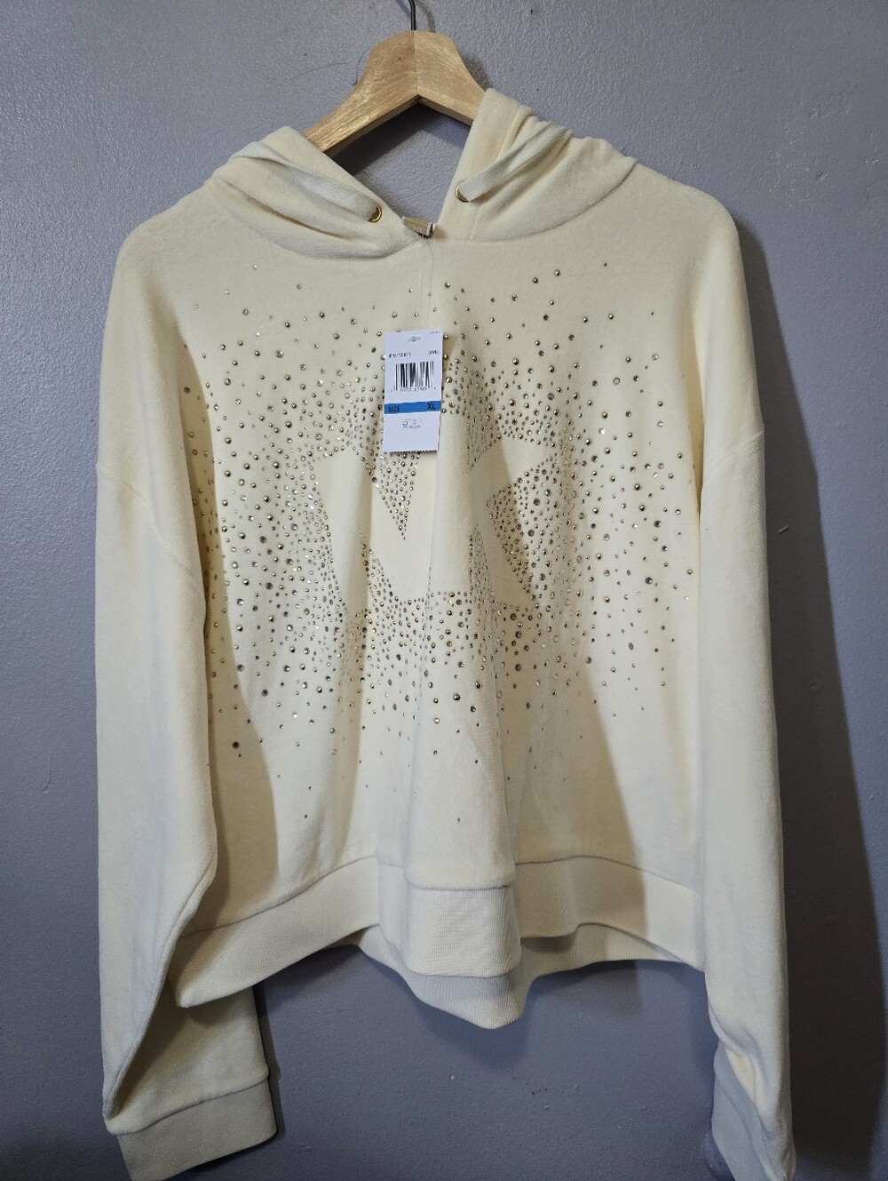 MK Cropped Velour Hoodie